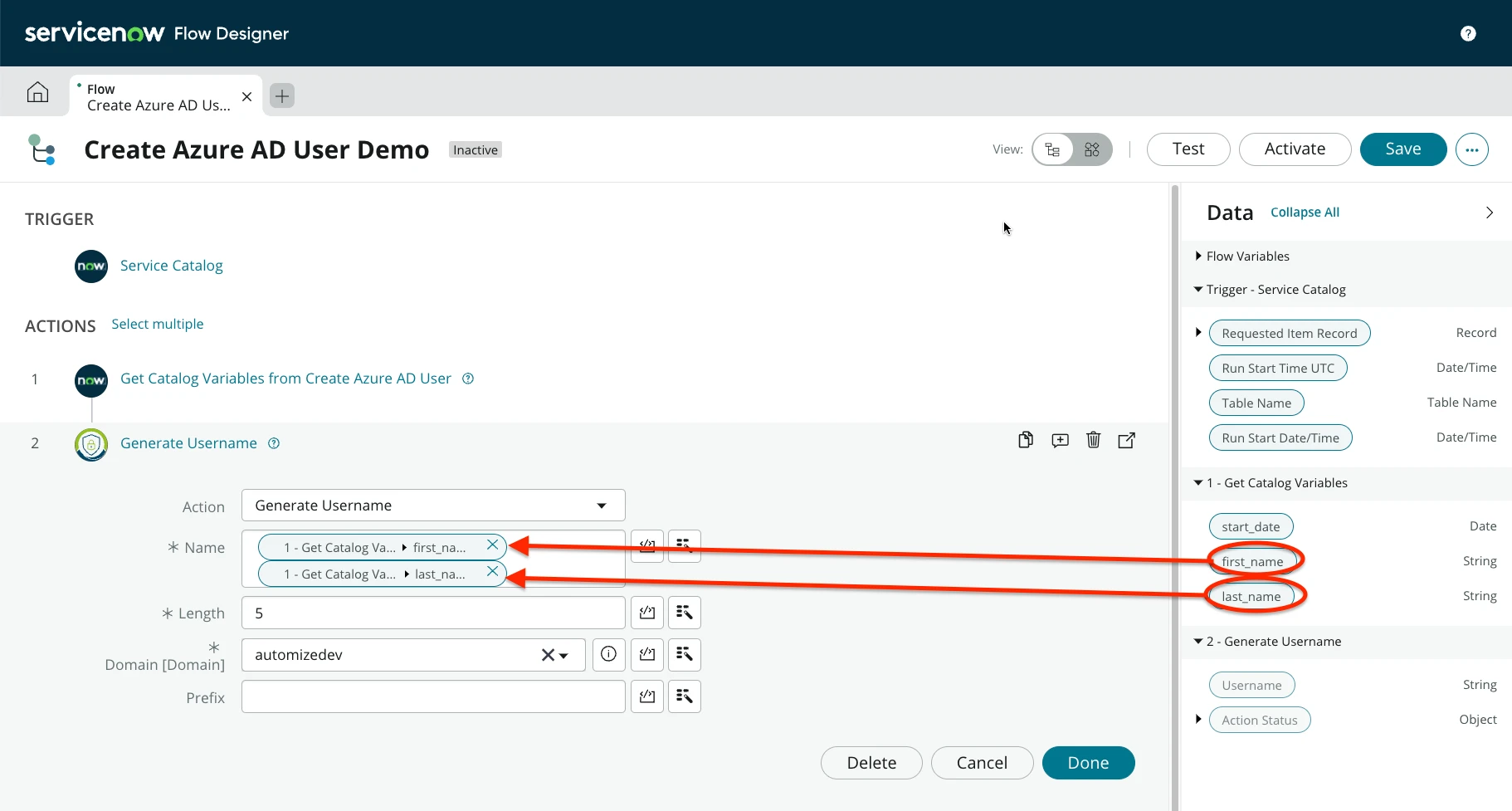 Action generate username