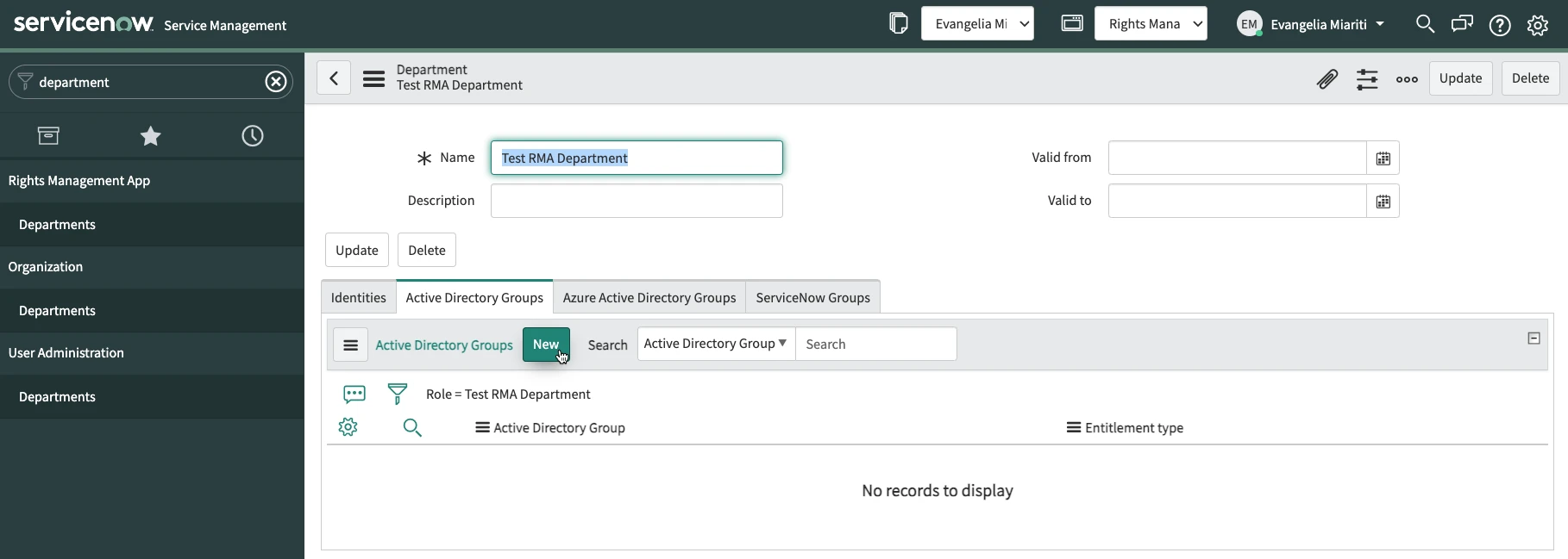 Add groups to the department