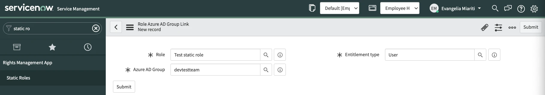 Add group to static role