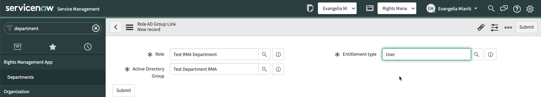 Add an active directory group to the department