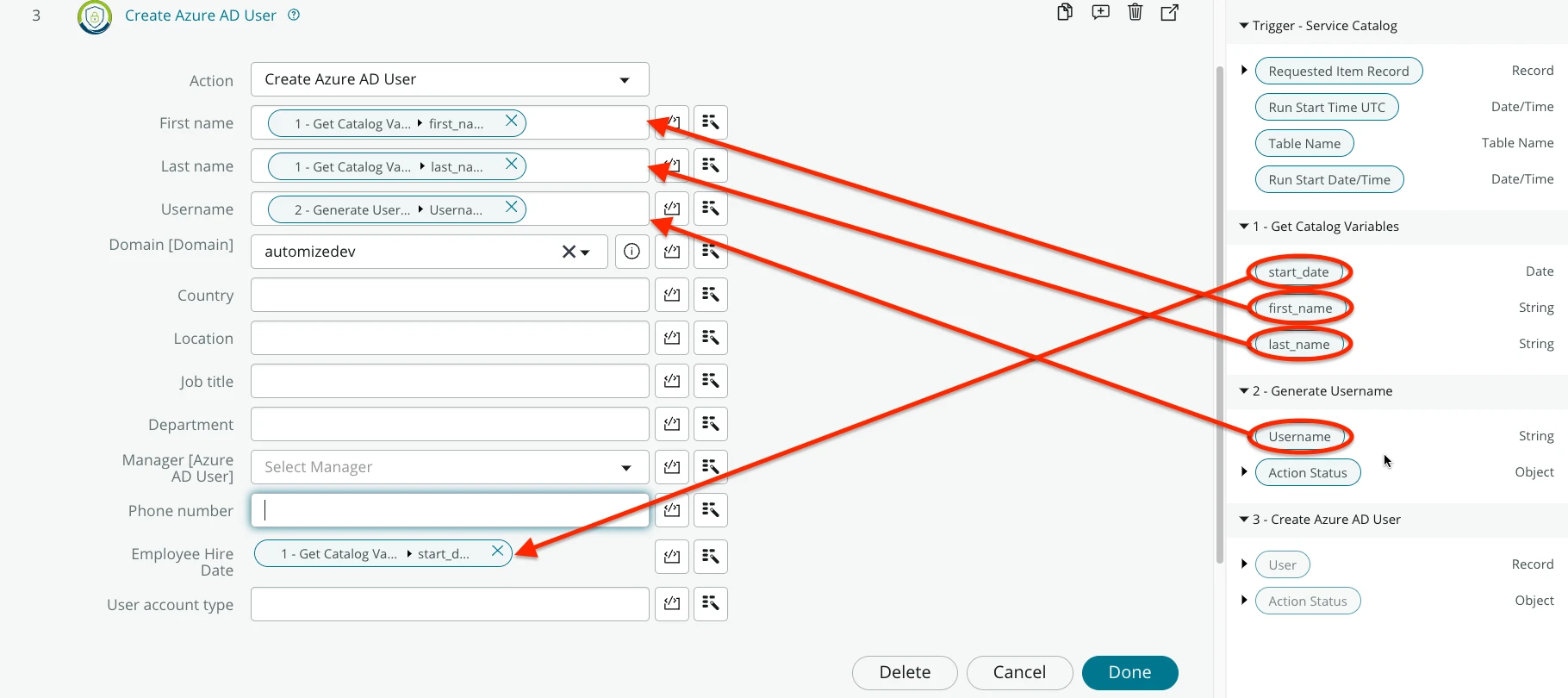 Action create azure AD User