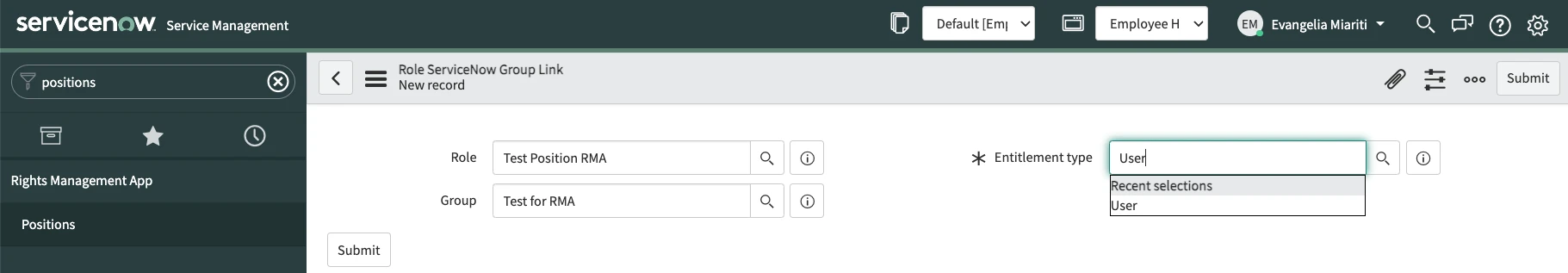 Add a ServiceNow group to the Position