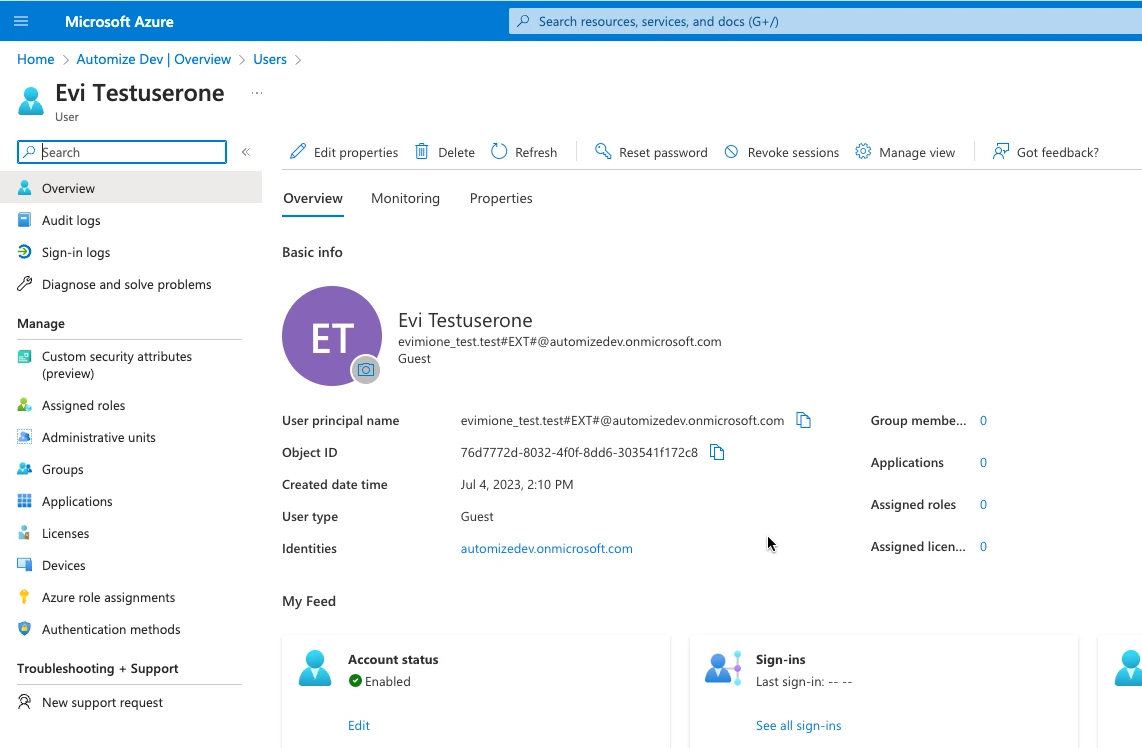 Azure result guest user
