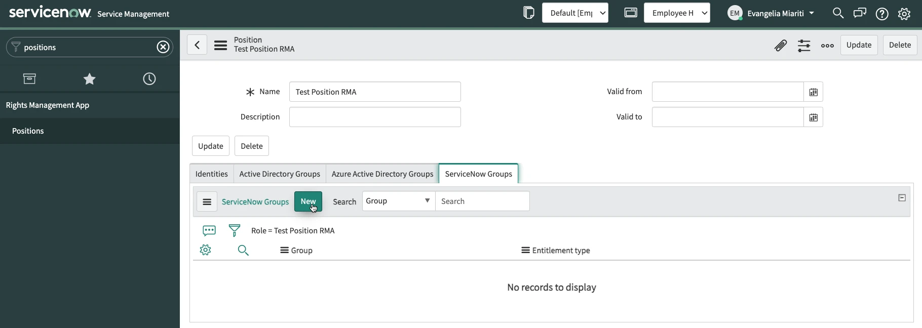 Add groups to the position