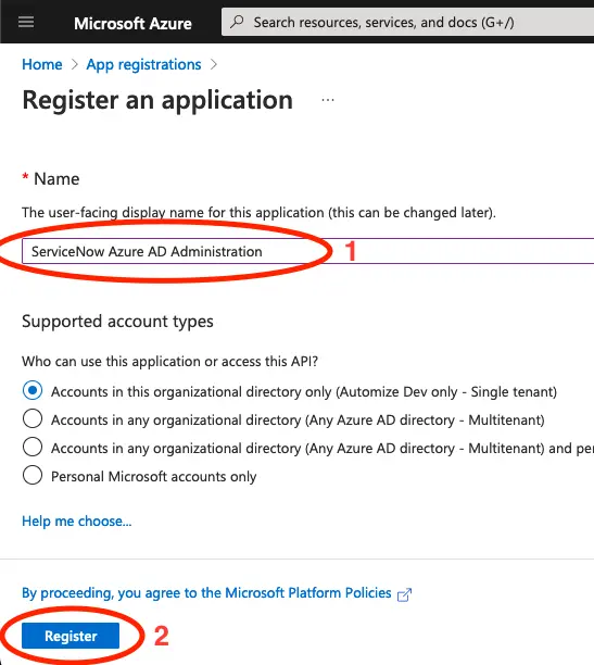 Register an application