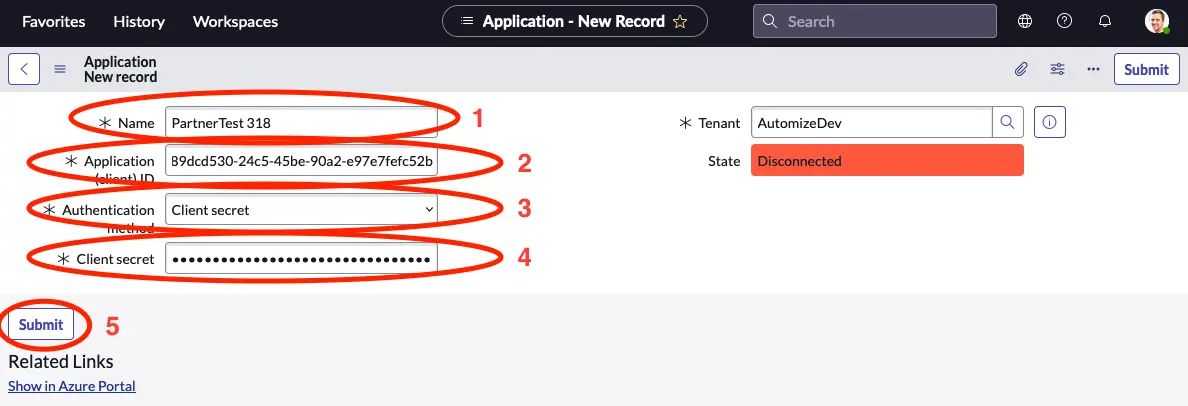 Insert new application