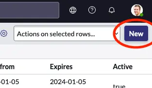 Click on new application