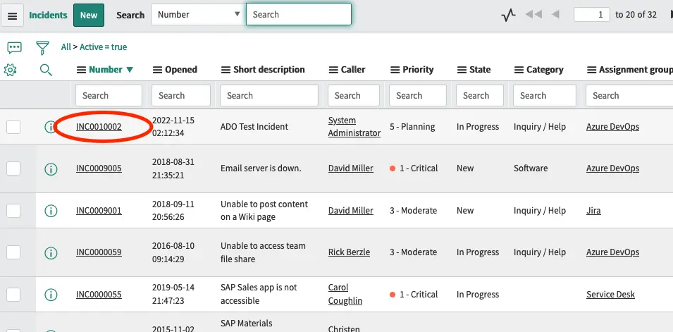 Open created incident