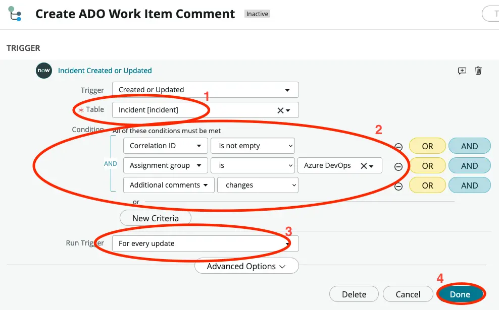 Work note showing a work item has been created