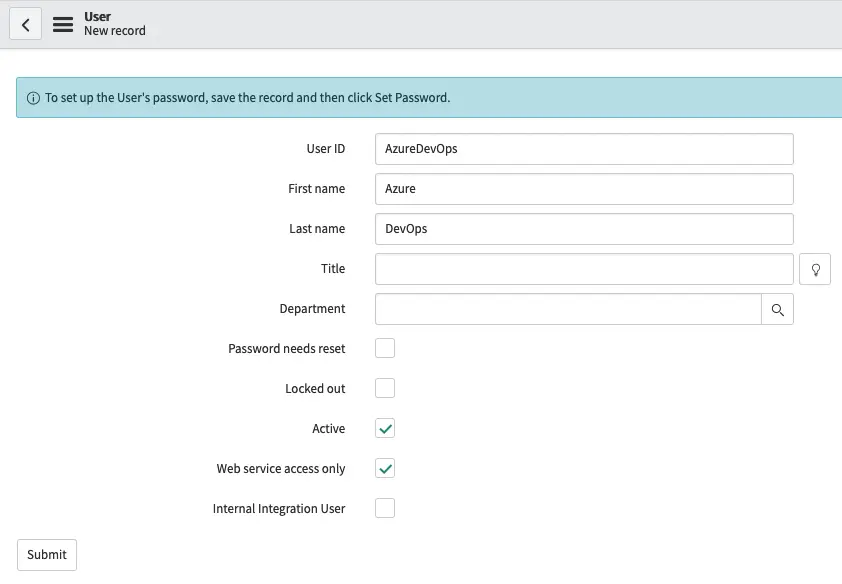 Work note showing a work item has been created