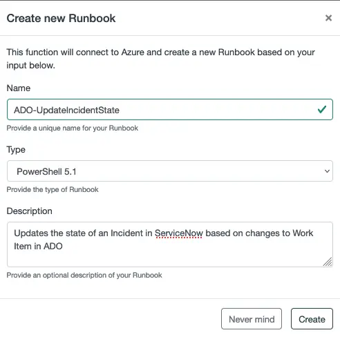 Work note showing a work item has been created