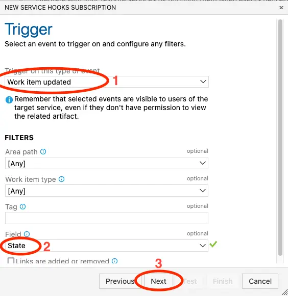 Work note showing a work item has been created
