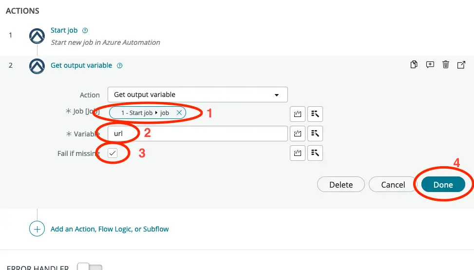 Configure the second action
