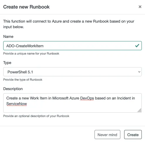 Create an empty Runbook