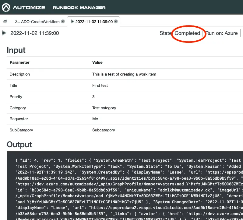 Wait for job to complete