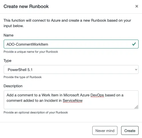 Create an empty Runbook