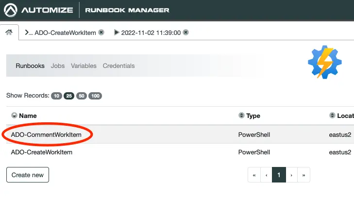 Open the new Runbook