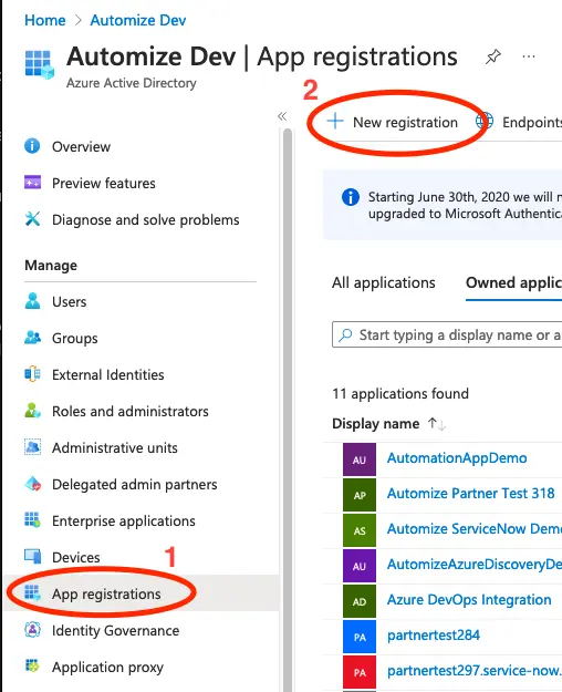 Register an application