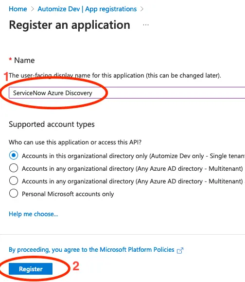 Register an application