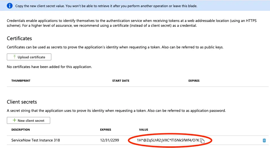 Copy the client secret
