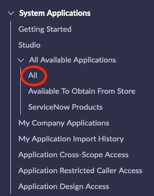 Navigate to All under Available Apps
