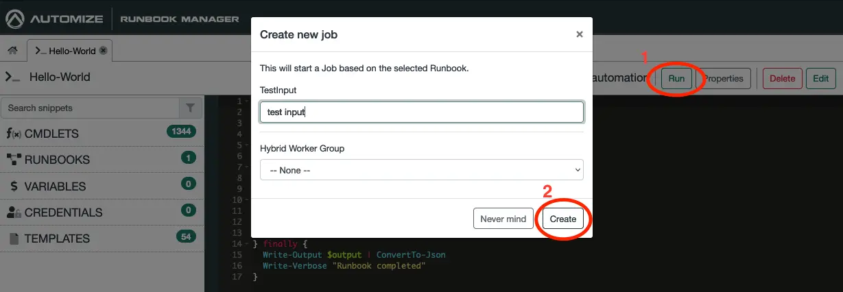 Select Automation Account