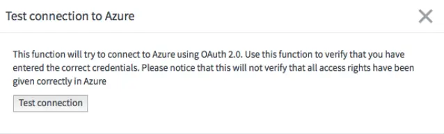 Open test connection dialogue