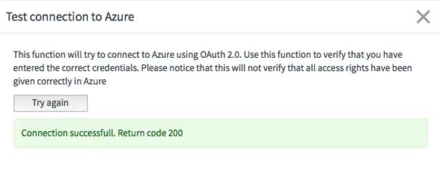 Test connection result